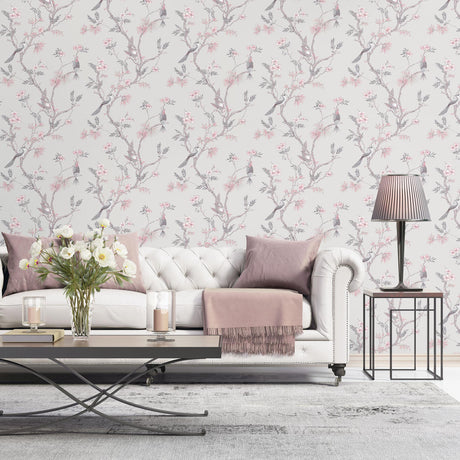 Galerie Classic Bird Trail Pink Wallpaper