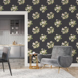 Galerie Classic Bouquet Black Wallpaper
