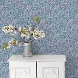 Galerie Garden Toile Blue Wallpaper
