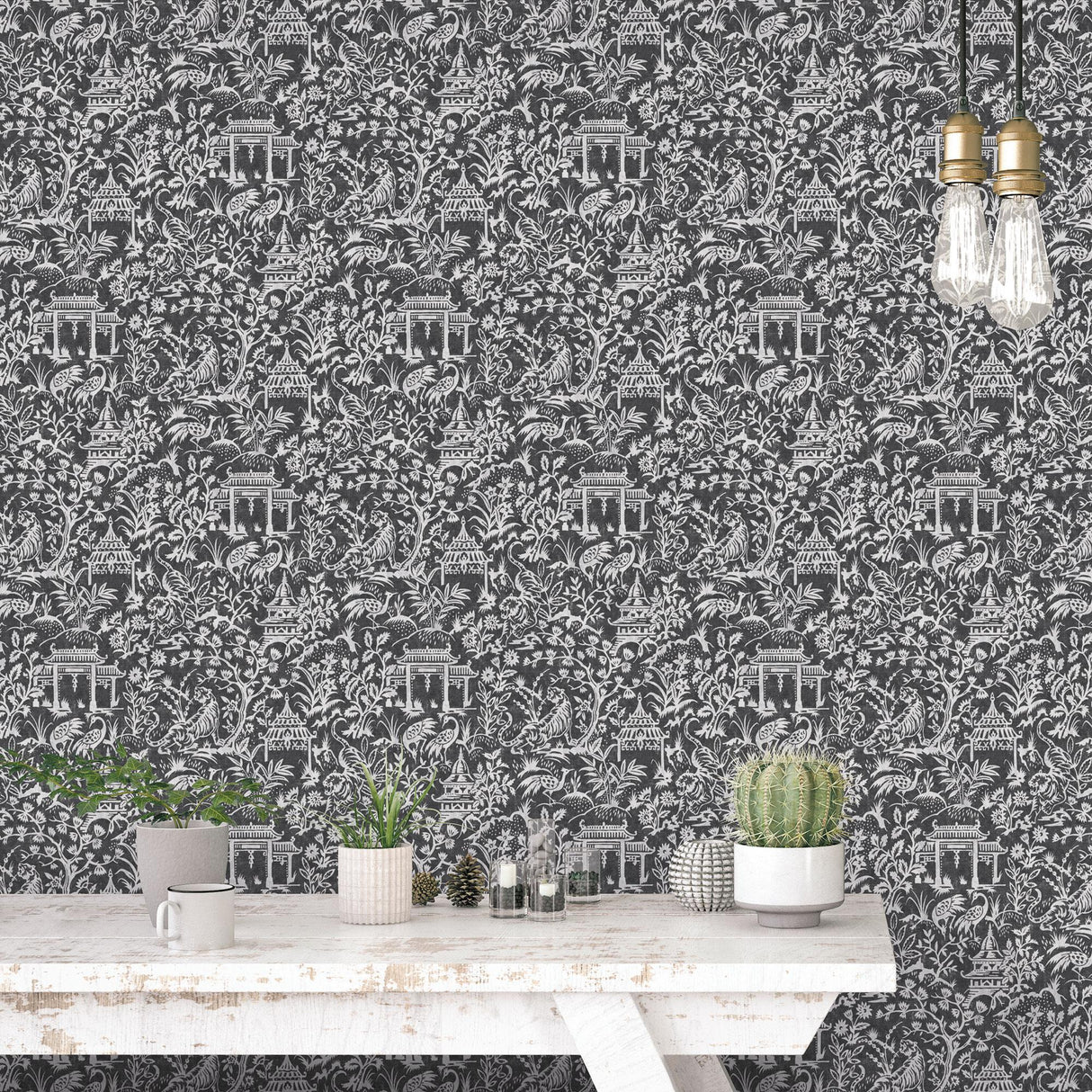 Galerie Garden Toile Black Wallpaper
