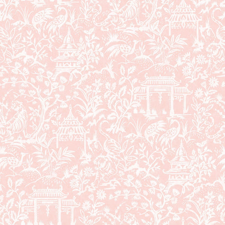 Galerie Garden Toile Pink Wallpaper