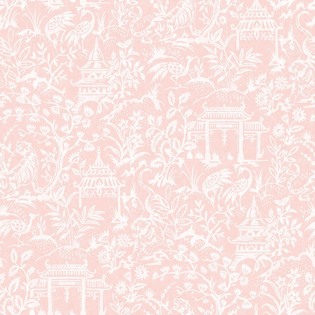 Galerie Garden Toile Pink Wallpaper
