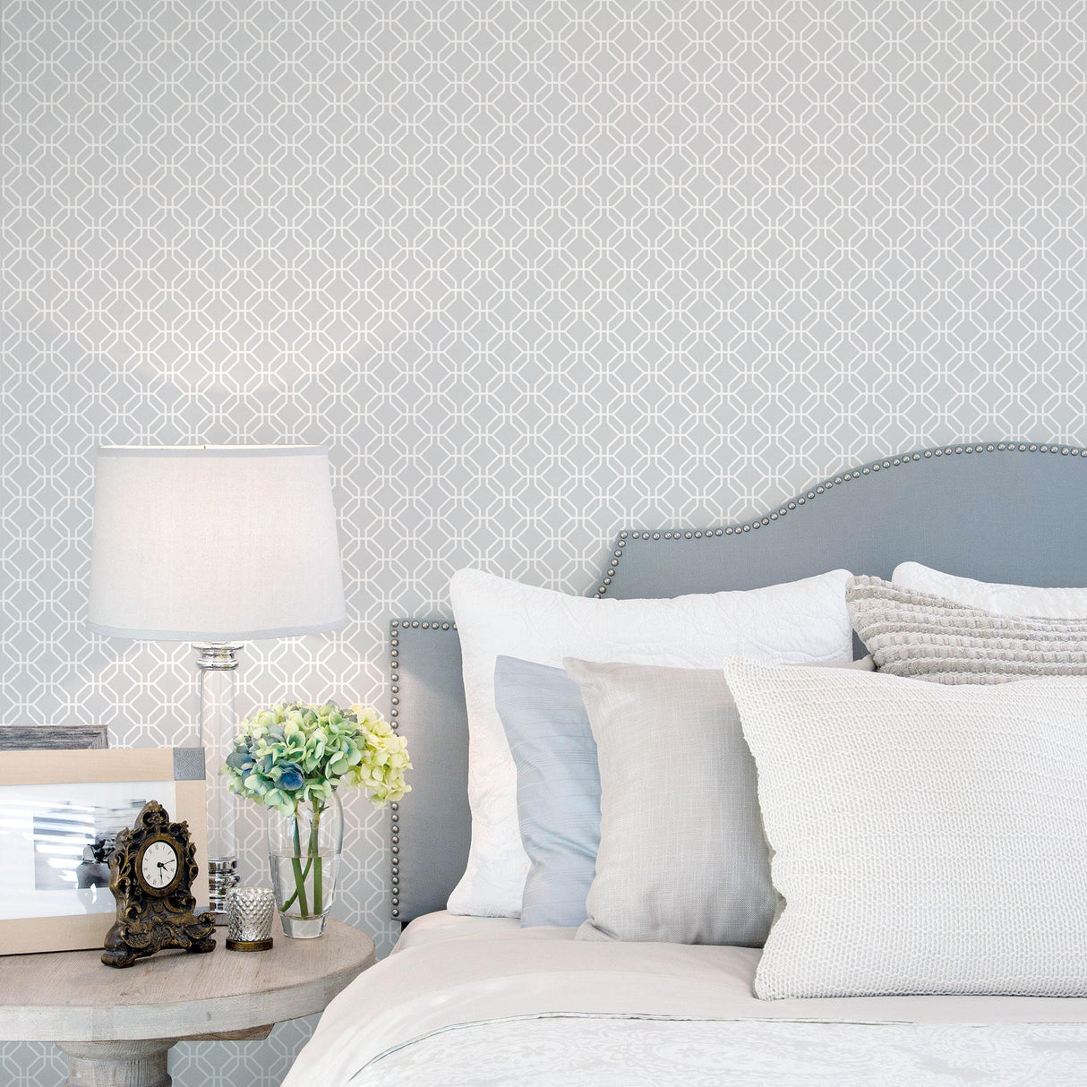 Galerie Trellis Negative Silver Grey Wallpaper