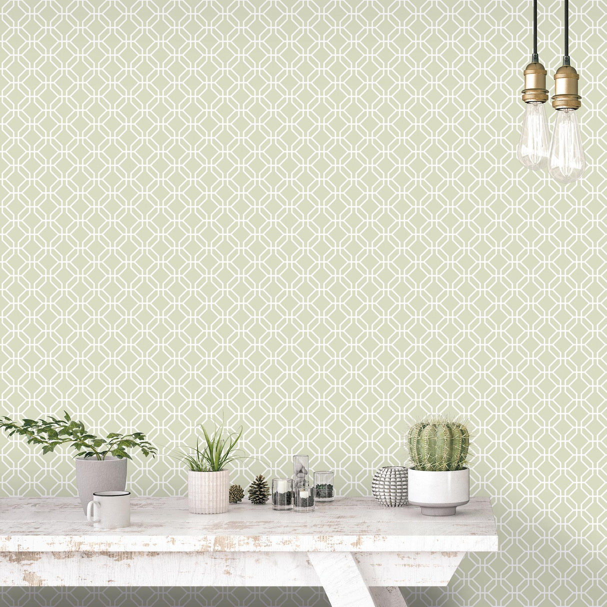 Galerie Trellis Negative Green Wallpaper