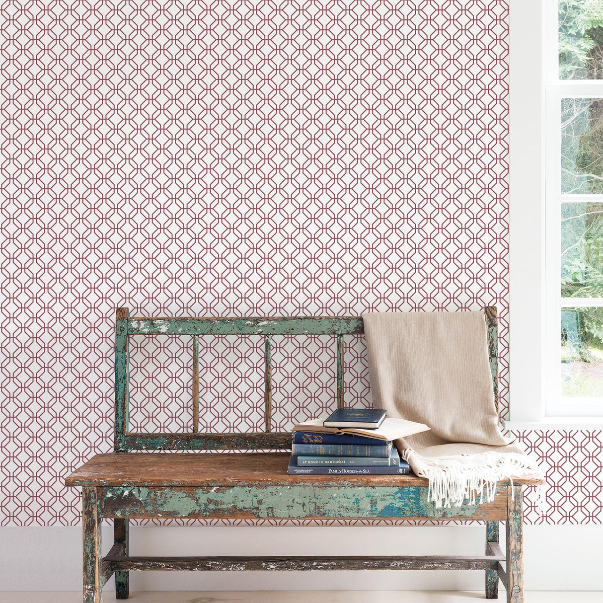 Galerie Trellis Positive Red Wallpaper