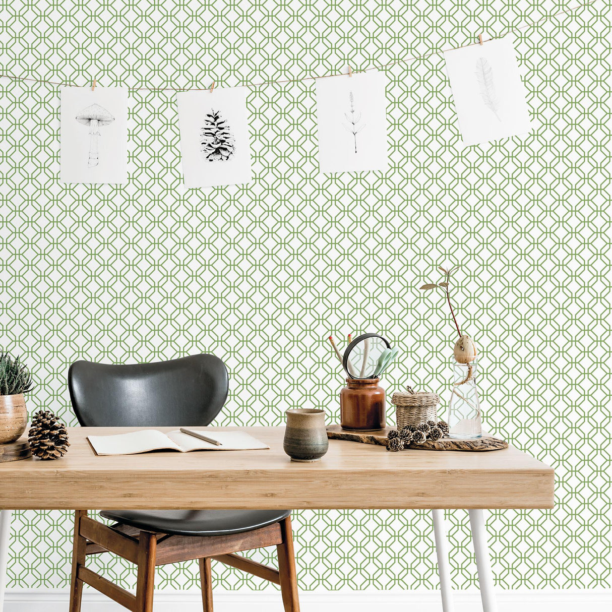 Galerie Trellis Positive Green Wallpaper