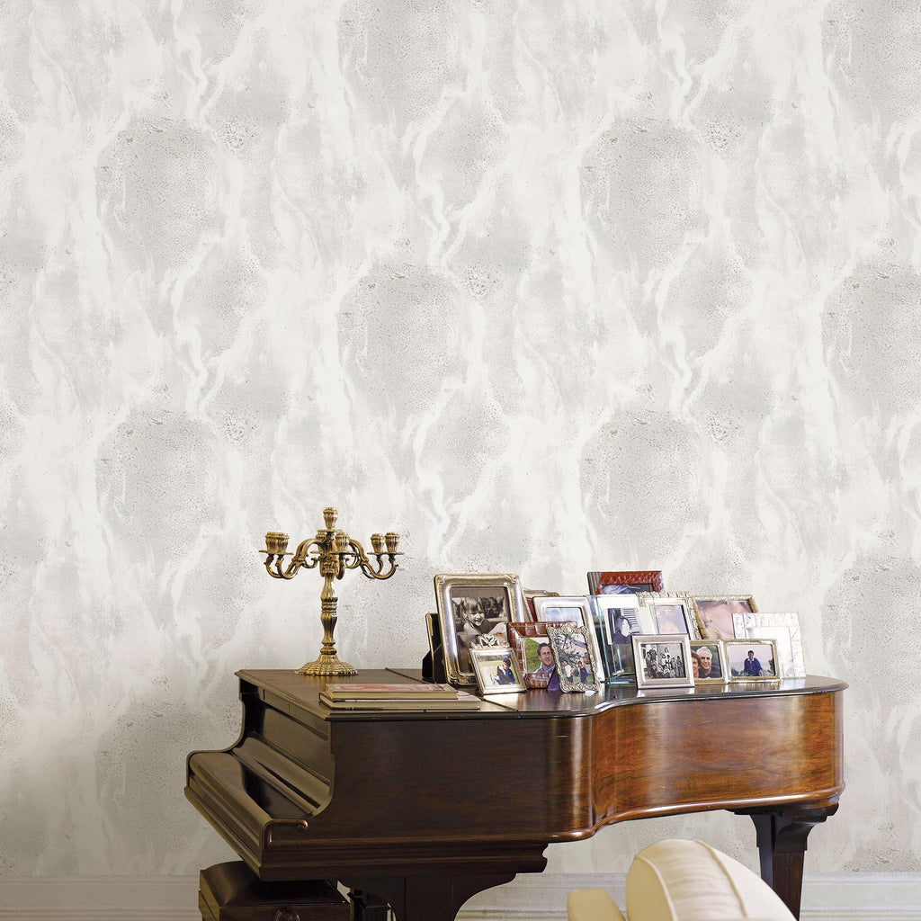 Galerie Marble Texture Silver Grey Wallpaper