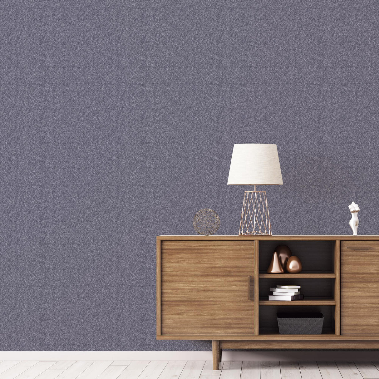 Galerie Stencil Leaf Blue Wallpaper