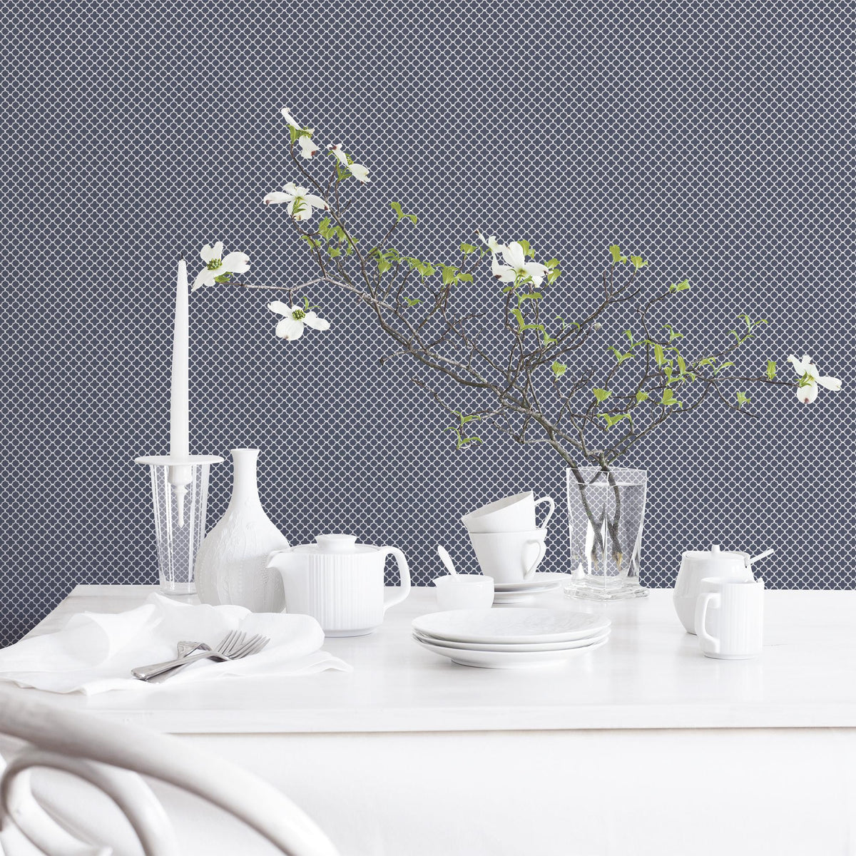 Galerie Medallion Blue Wallpaper