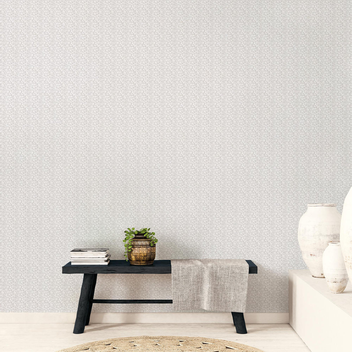 Galerie Stained Glass Stripe Silver Grey Wallpaper