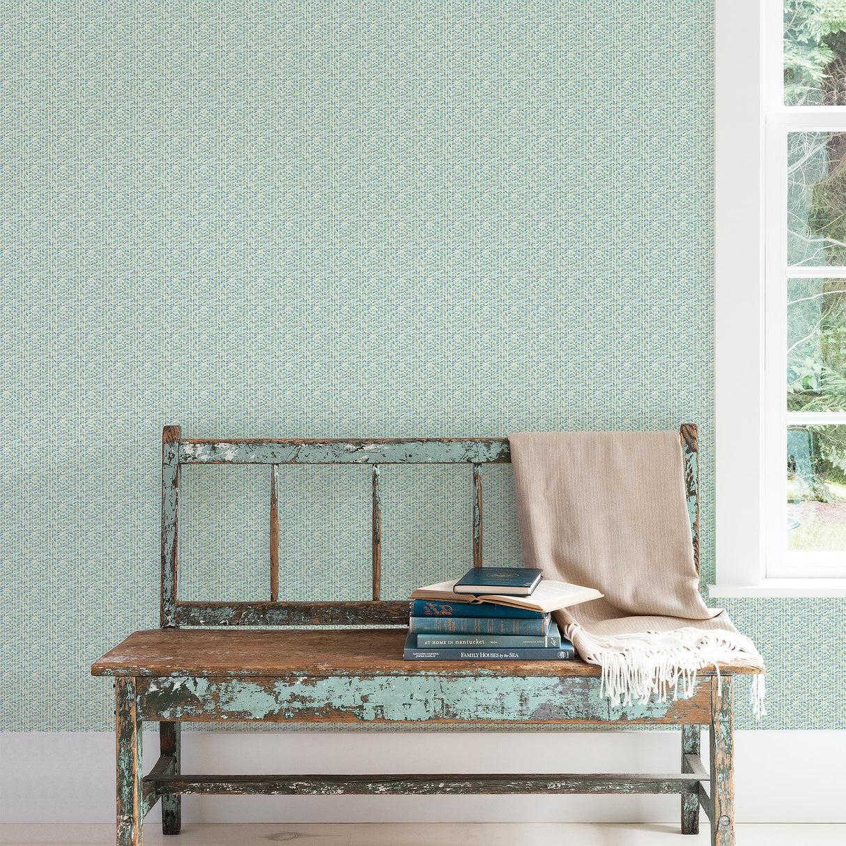 Galerie Stained Glass Stripe Green Wallpaper
