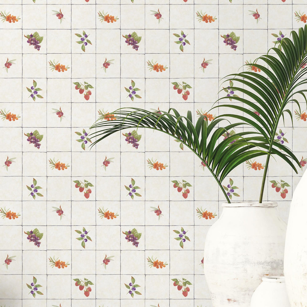 Galerie Fruit Tile Cream Wallpaper