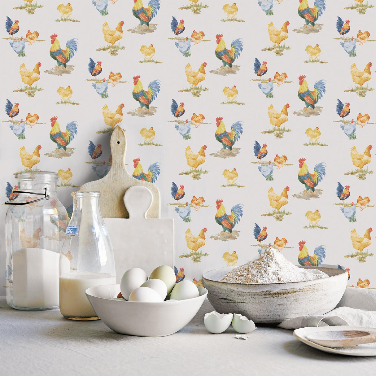Galerie Free Range Blue Wallpaper