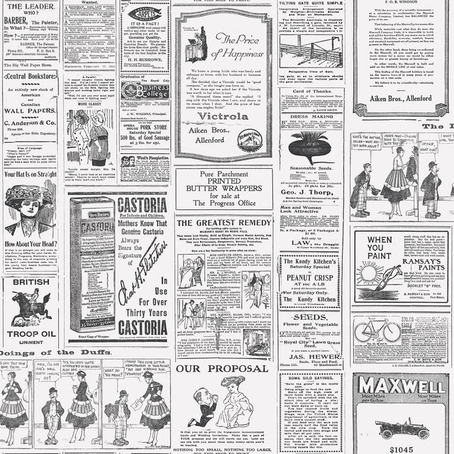 Galerie Newspaper Black Wallpaper