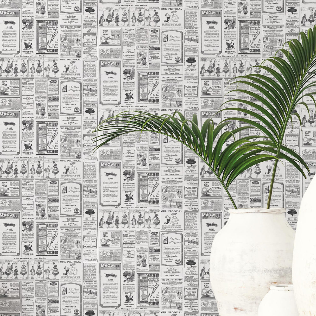 Galerie Newspaper Black Wallpaper