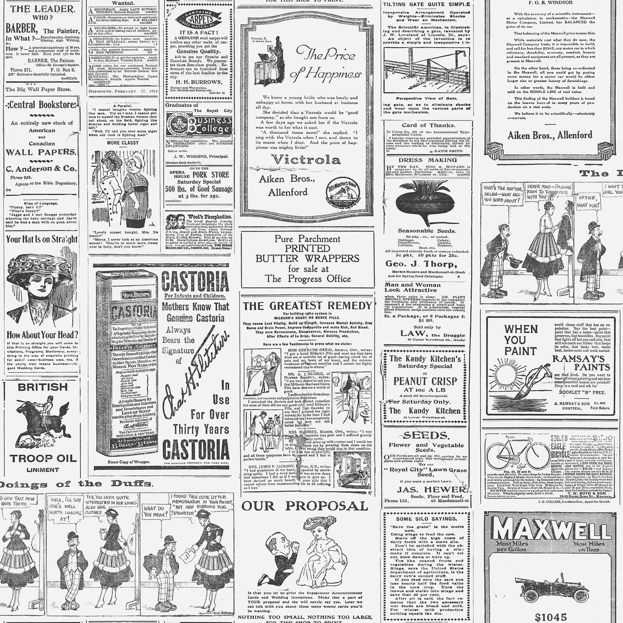 Galerie Newspaper Black Wallpaper