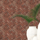 Galerie Herringbone Brick Red Wallpaper