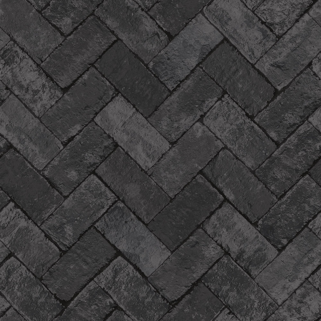 Galerie Herringbone Brick Black Wallpaper