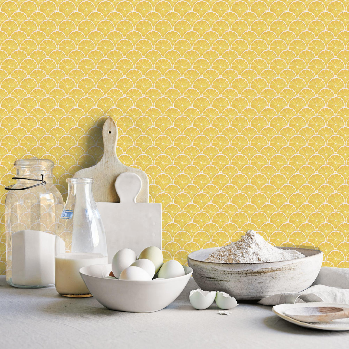 Galerie Lemon Scallop Yellow Wallpaper