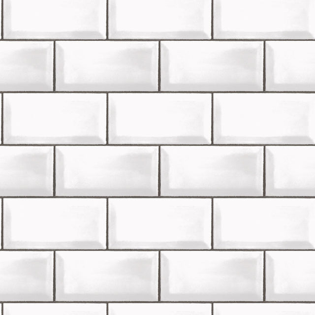 Galerie Metro Tile White Wallpaper