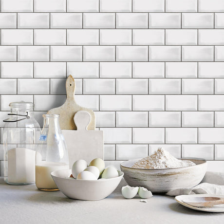 Galerie Metro Tile White Wallpaper