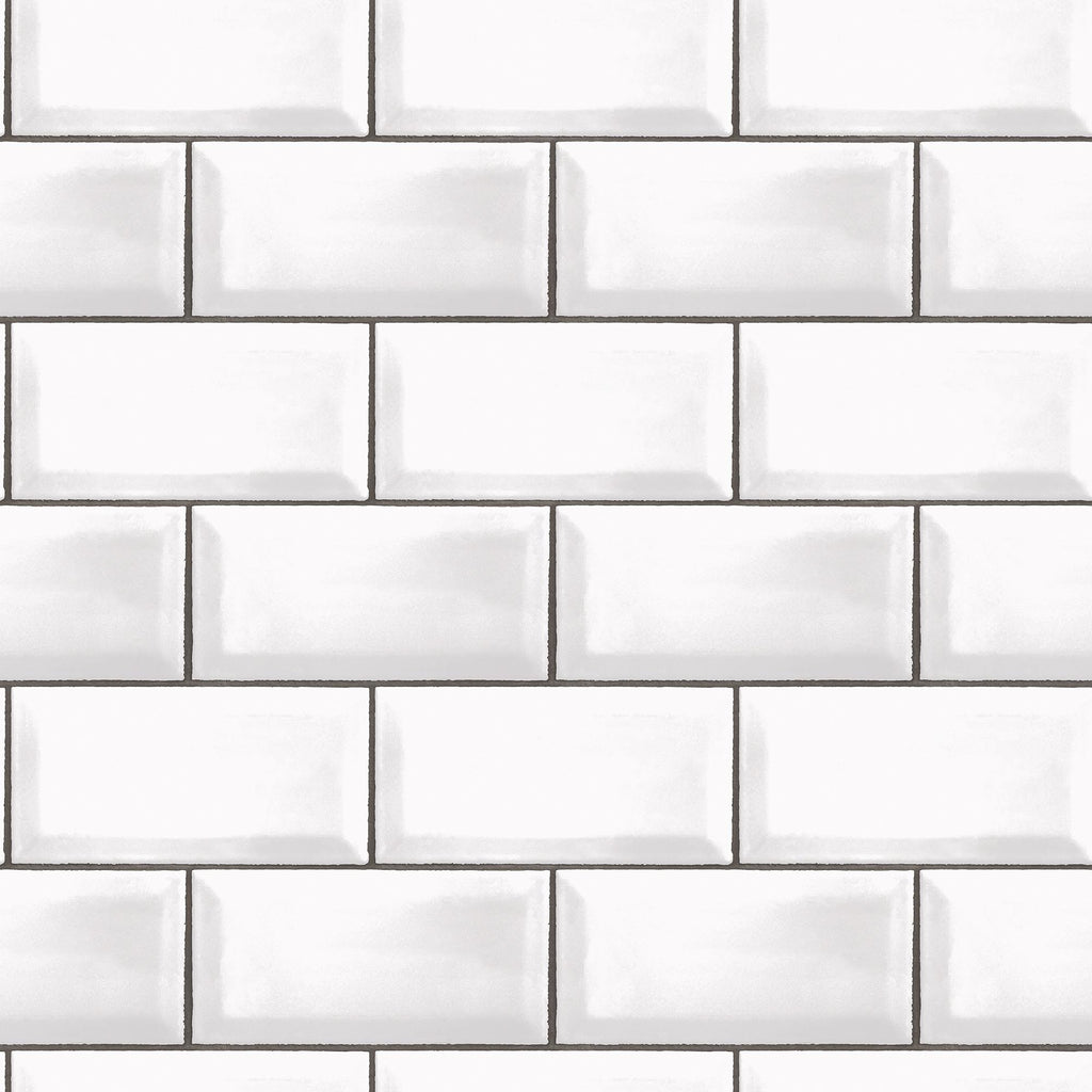 Galerie Metro Tile White Wallpaper