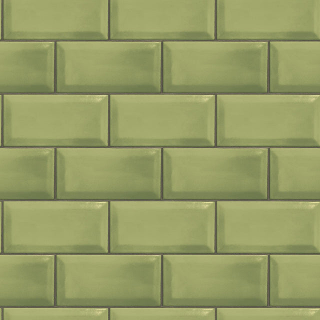 Galerie Metro Tile Green Wallpaper