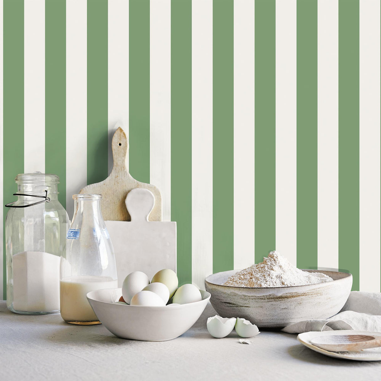 Galerie Awning Stripe Green Wallpaper