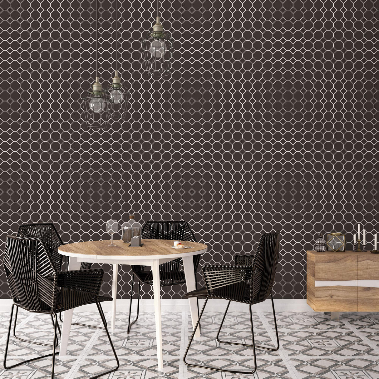 Galerie Bee Hive Black Wallpaper