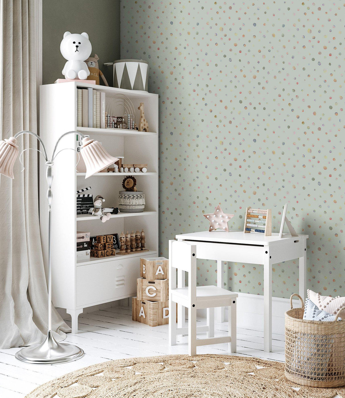 Galerie 26836 Great Kids Watercolor Dots Silver Grey Wallpaper 26836 Silver Grey Wallpaper