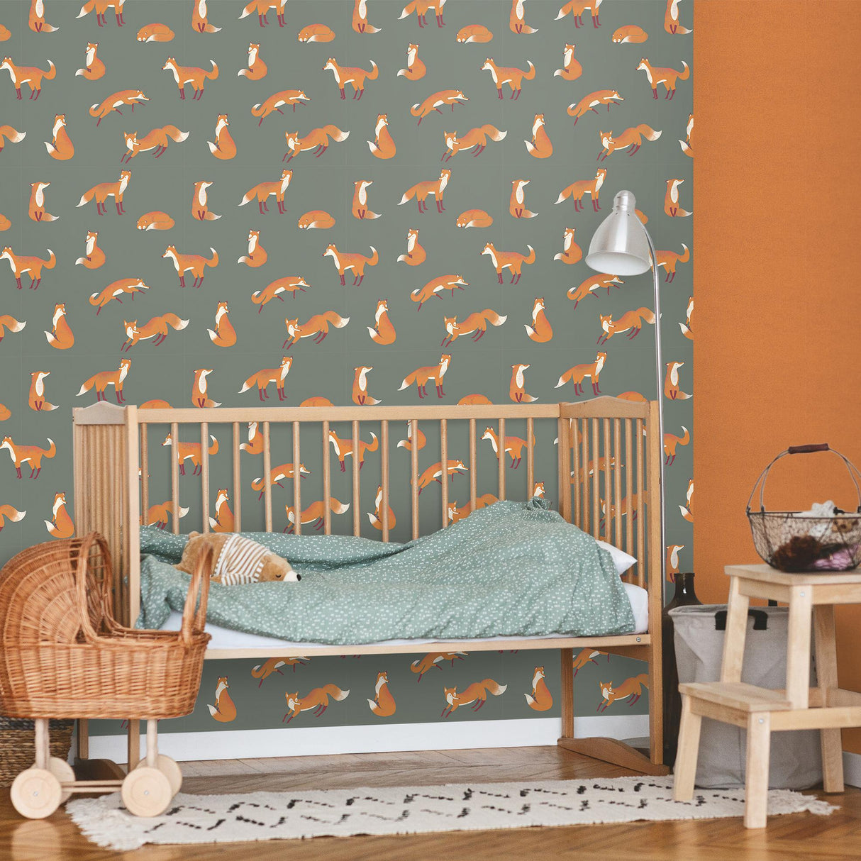 Galerie Friendly Foxes Silver Grey Wallpaper