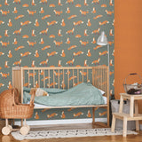 Galerie Friendly Foxes Silver Grey Wallpaper