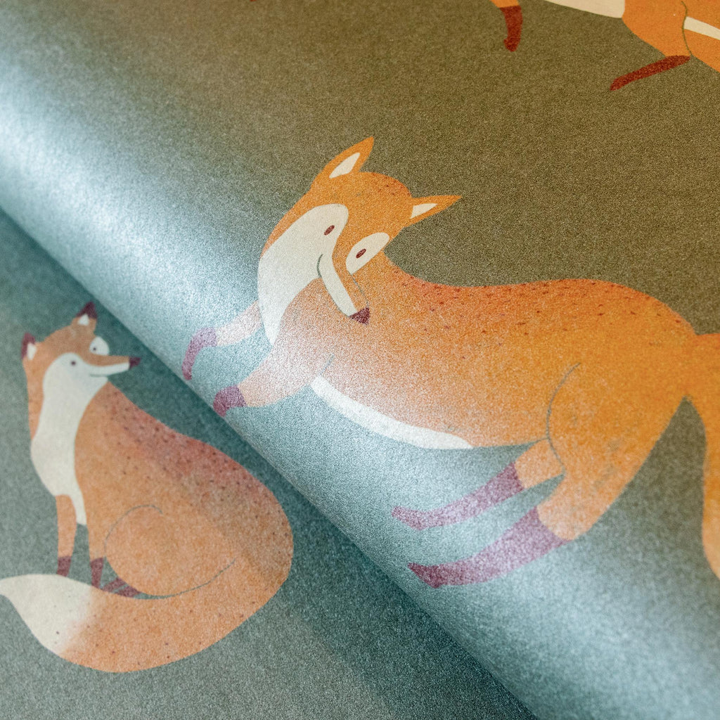 Galerie Friendly Foxes Silver Grey Wallpaper