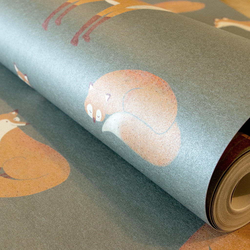 Galerie Friendly Foxes Silver Grey Wallpaper
