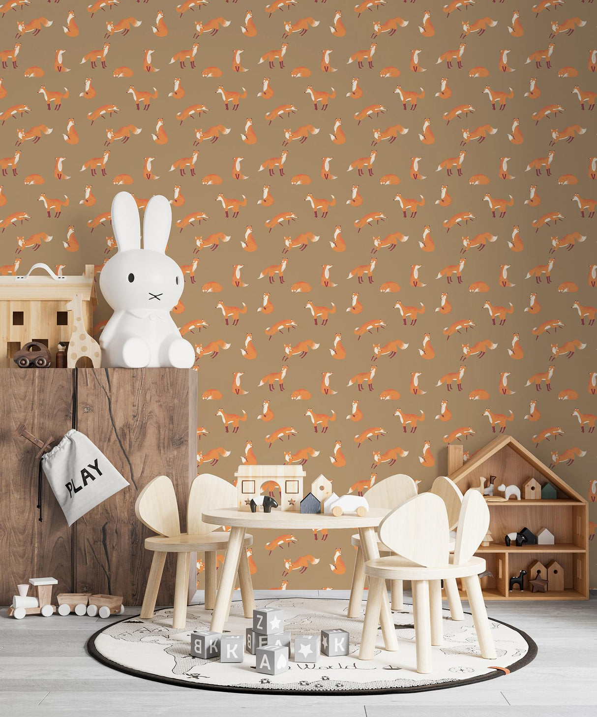 Galerie Friendly Foxes Bronze Brown Wallpaper