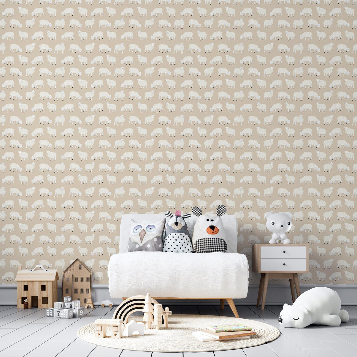 Galerie 26830 Great Kids Sweet Sheep Beige Wallpaper 26830 Beige Wallpaper