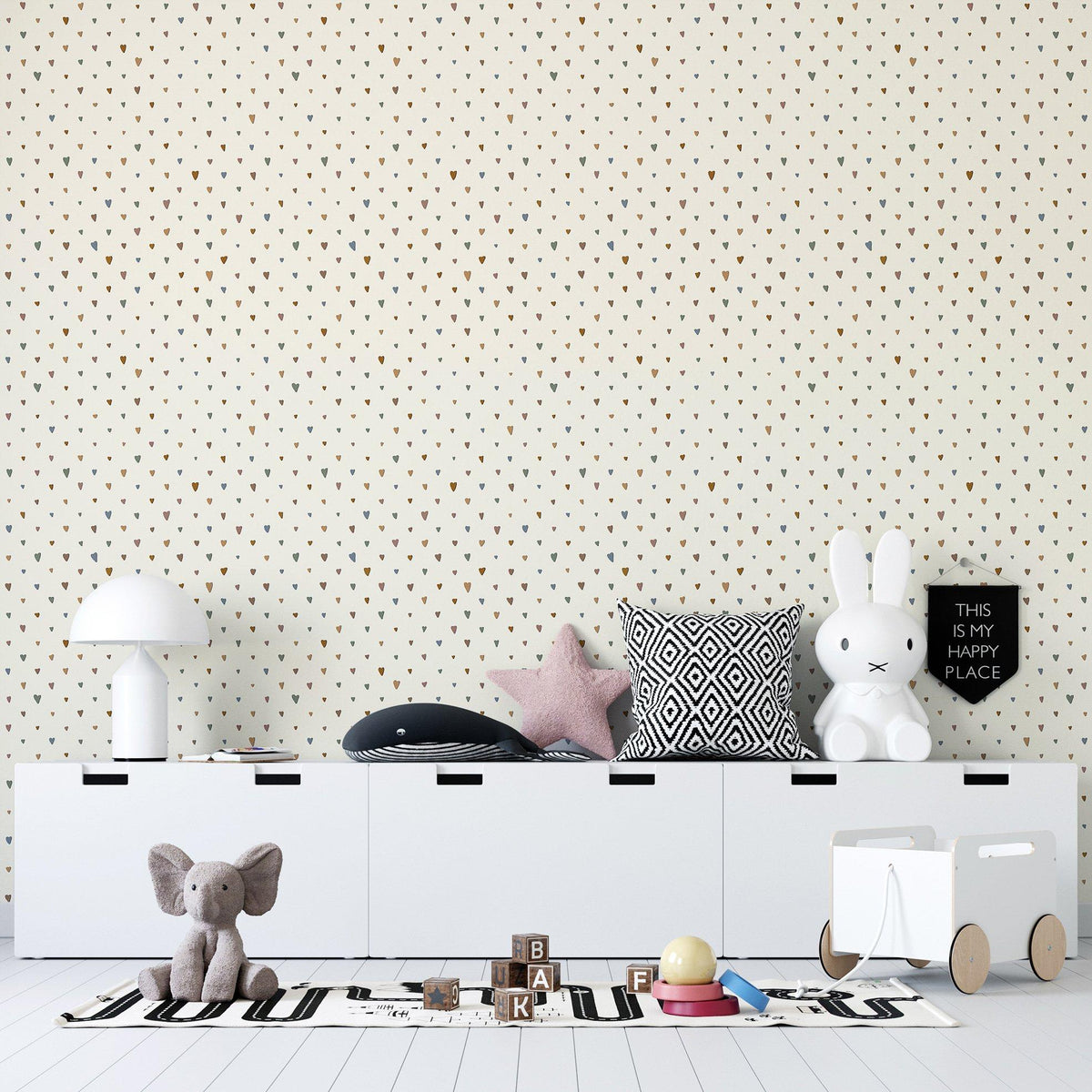 Galerie 26814 Great Kids Coloured Hearts Cream Wallpaper 26814 Cream Wallpaper
