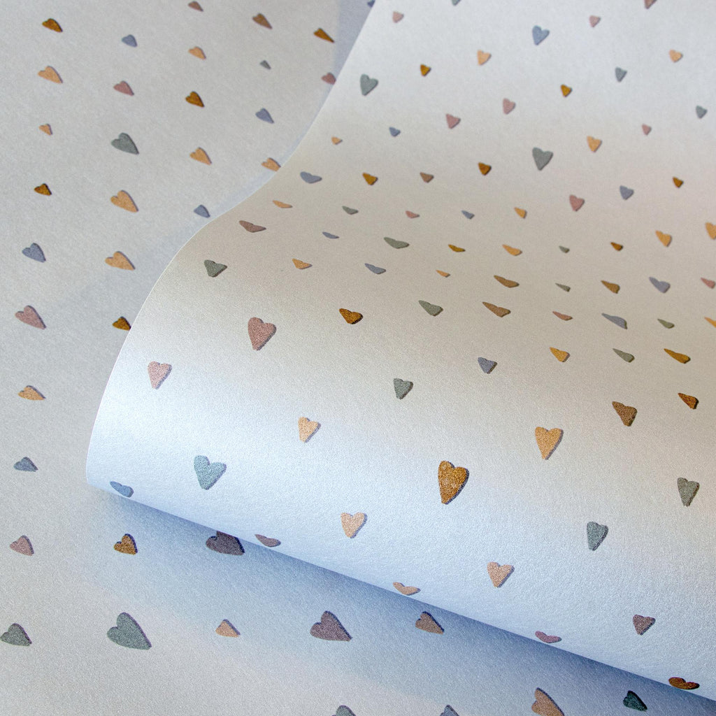 Galerie Coloured Hearts Silver Grey Wallpaper