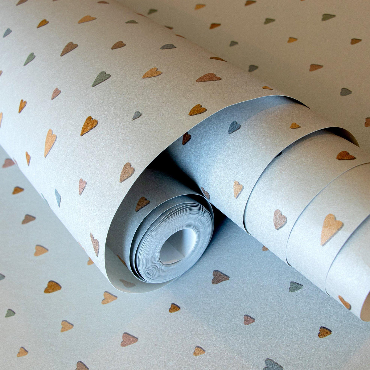 Galerie 26815 Great Kids Coloured Hearts Silver Grey Wallpaper 26815 Silver Grey Wallpaper