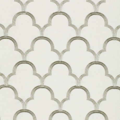 Schumacher Scallop Embroidery Platinum Fabric