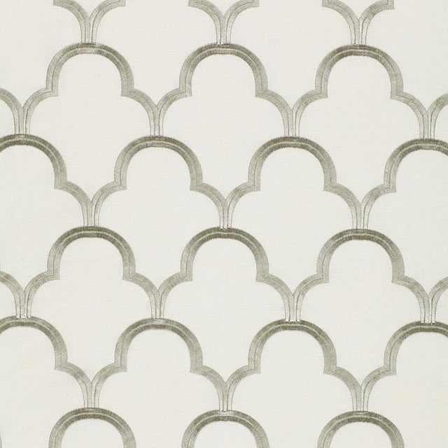 Schumacher Scallop Embroidery Platinum Fabric