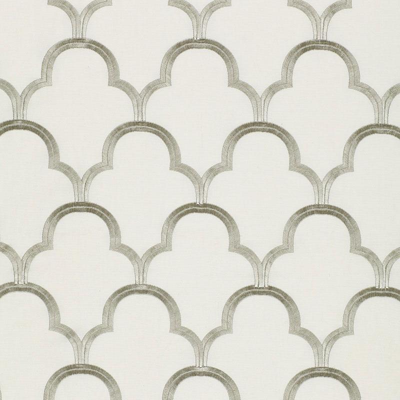 Schumacher Scallop Embroidery Platinum Fabric