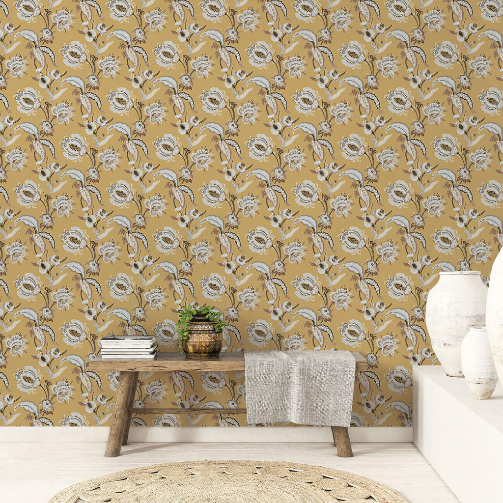 Galerie Abstract Floral Gold Wallpaper