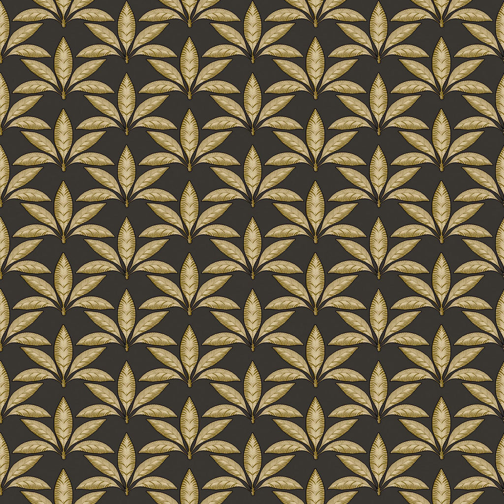 Galerie Leaf Motif Black Wallpaper