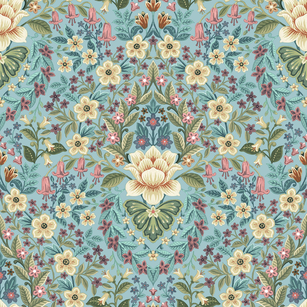Galerie Floral Damask Blue Wallpaper