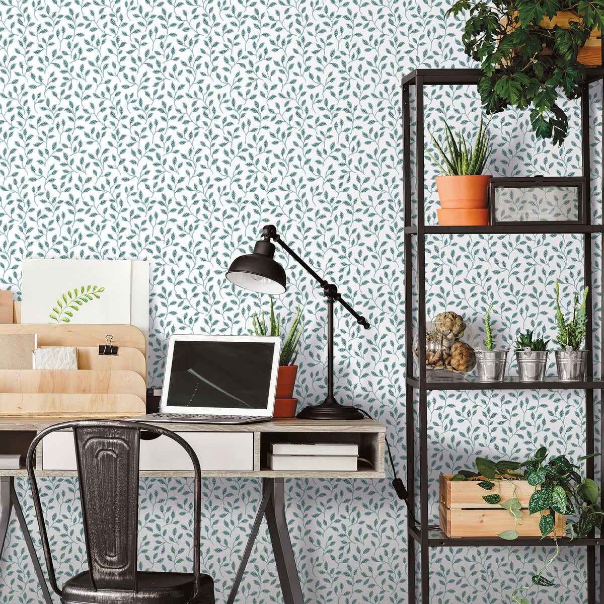 Galerie Trailing Leaf Blue Wallpaper