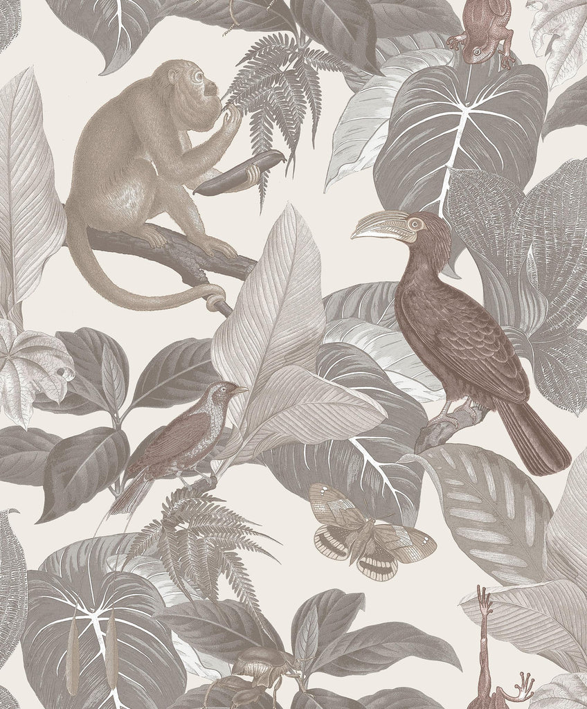 Galerie Tropical Life Silver Grey Wallpaper