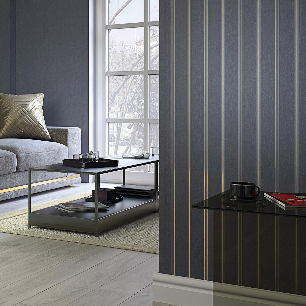 Galerie Stripes Black Wallpaper