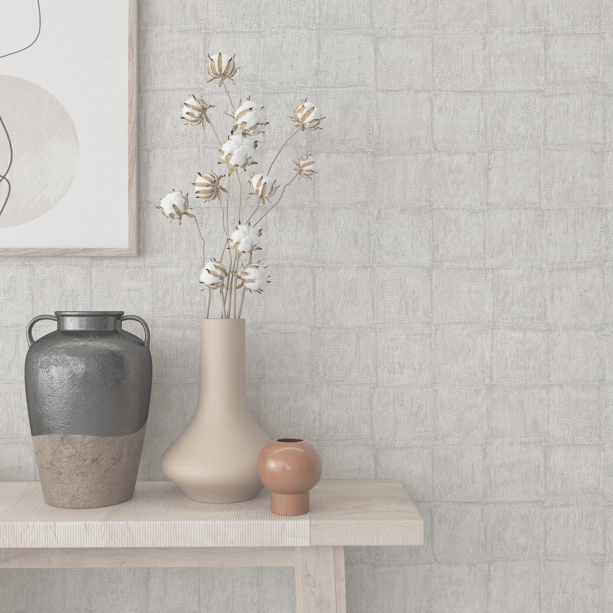 Galerie EN3396814 Eden Tile Silver Grey Wallpaper EN3396814 Silver Grey Wallpaper