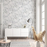 Galerie EN3330814 Eden Jungle Leaves Silver Grey Wallpaper EN3330814 Silver Grey Wallpaper